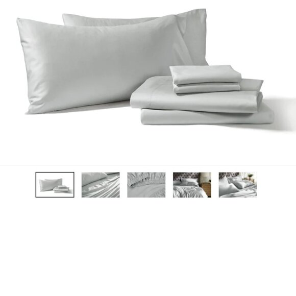 New In Package Alaskan King Cotton Sheet Set Grey w/King Pillowcases 108 x 108 - Picture 3 of 4